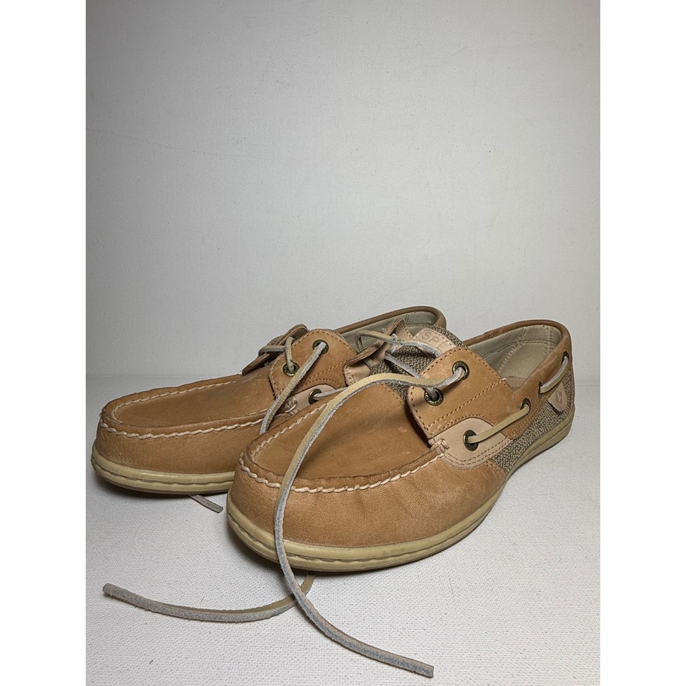 Sperry Bluefish 2-Eye Tan Brown Boat‎ Shoe Women Sz 8 EUC Preppy Outdoor School